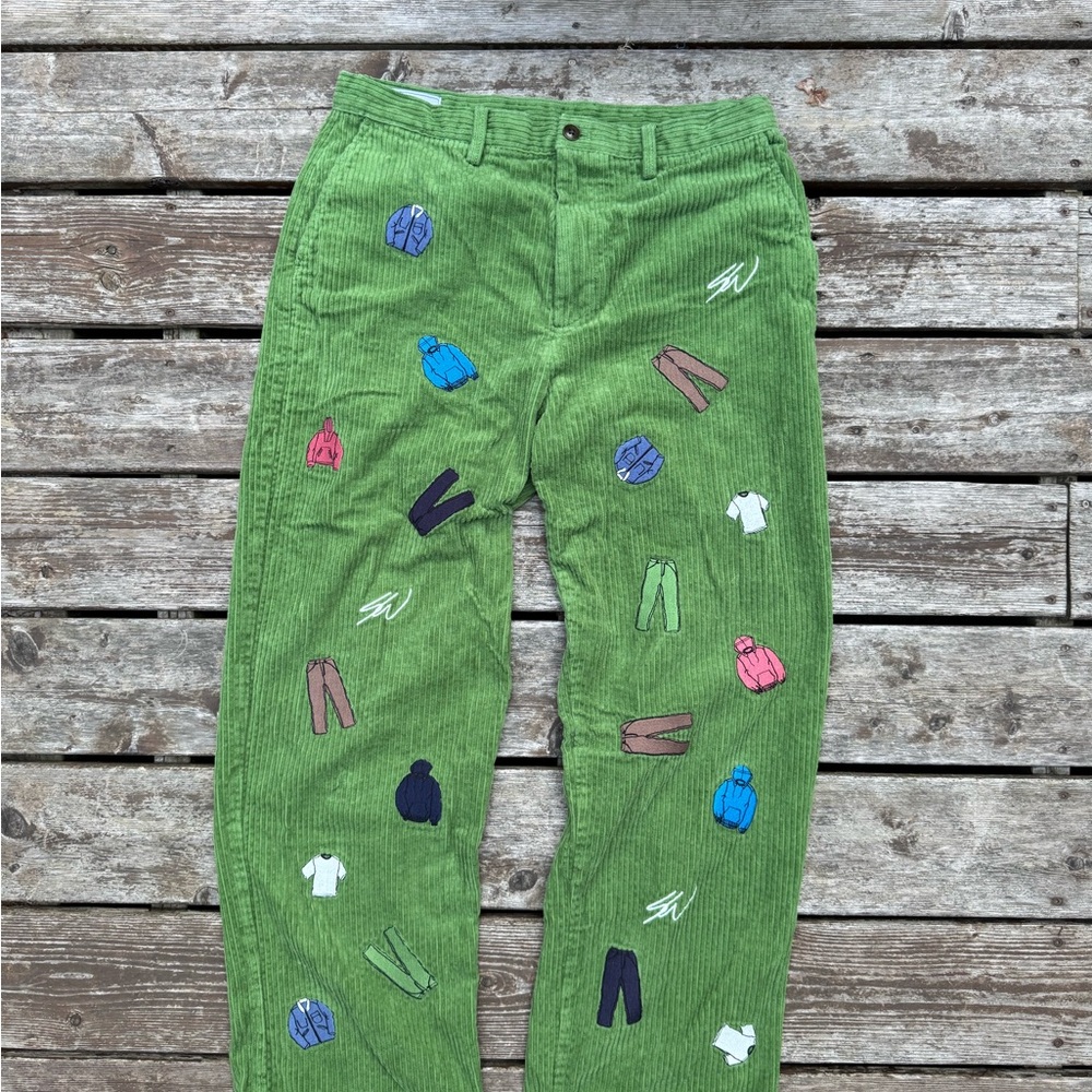 GAP Green Corduroy Pants with Colorful Patches